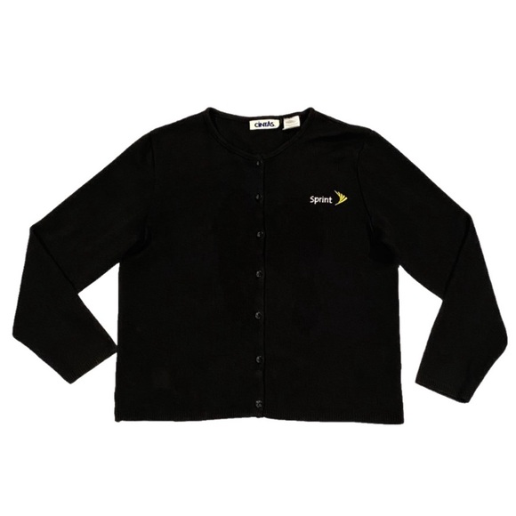 Cintas Sweaters - Sprint Cintas Cardigan Women’s Size L Black Knit Button Down Employee Sweater